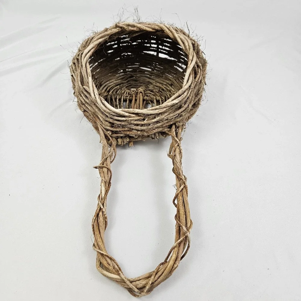 Woven Willow Twig Basket Wall Decor Pocket Vintage Boho Primitive